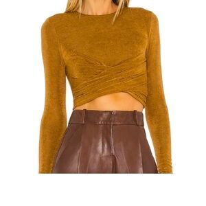 House of Harlow 1960 NWT Cropped Bronze Shimmer Crossover Top